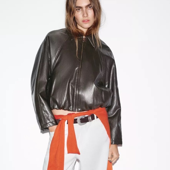 Zara NWT faux leather bomber jacket 6318/253